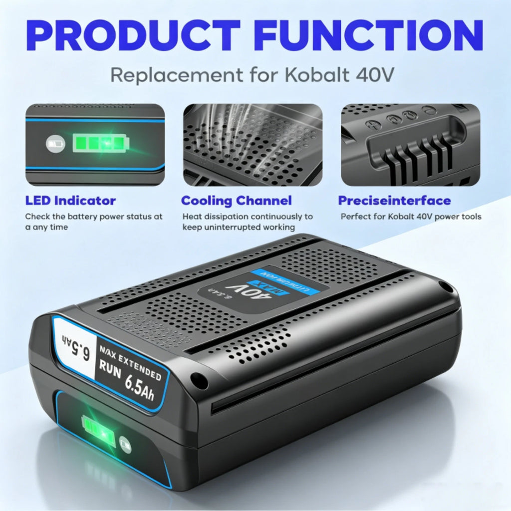 For Kobalt 40V MAX 6.5 Ah Extended Run Li-Ion Battery KB440-03 KB540-06