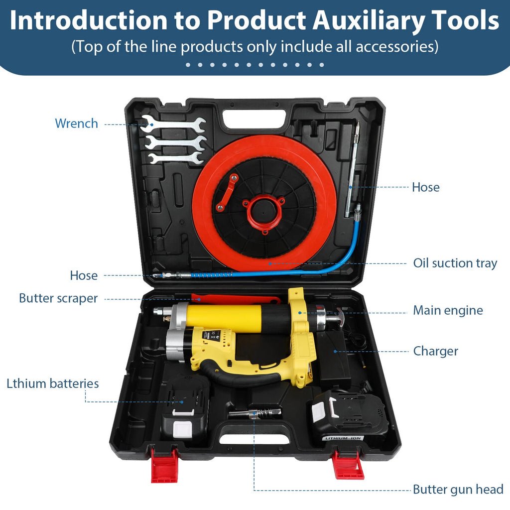 Electric Grease Gun Battery Operated Grease Gun with 2x 5500mAh Battery&Charger