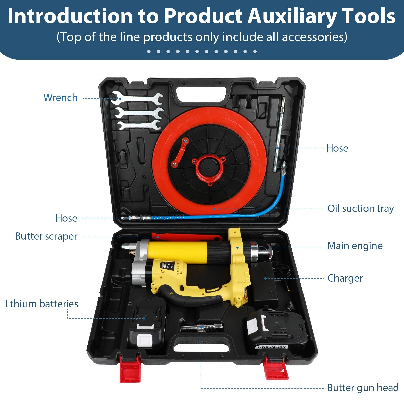 Electric Grease Gun Battery Operated Grease Gun with 2x 5500mAh Battery&Charger