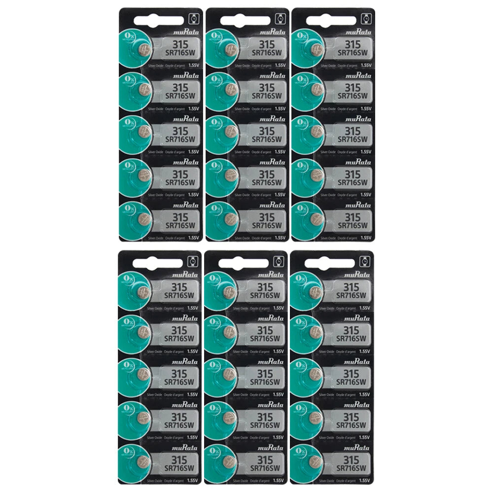 Murata SR716SW 315 V315 SR62 SR716 Silver Oxide Watch Battery 30 Pack