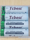 4 x AA Tcbest RECHARGEABLE Li-ion BATTERY USB-C CORD /CASE INCLUDED 2405mWh 1.5v