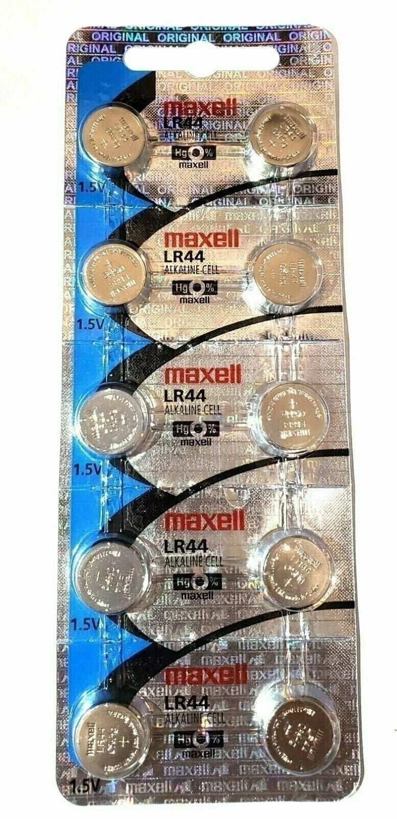 10 LR44 A76 L1154 AG13 357 303 BATTERY MAXELL HOLOGRAM