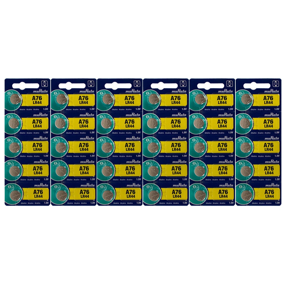 30 Murata LR44 1.5 Volt Alkaline Button Cell Batteries