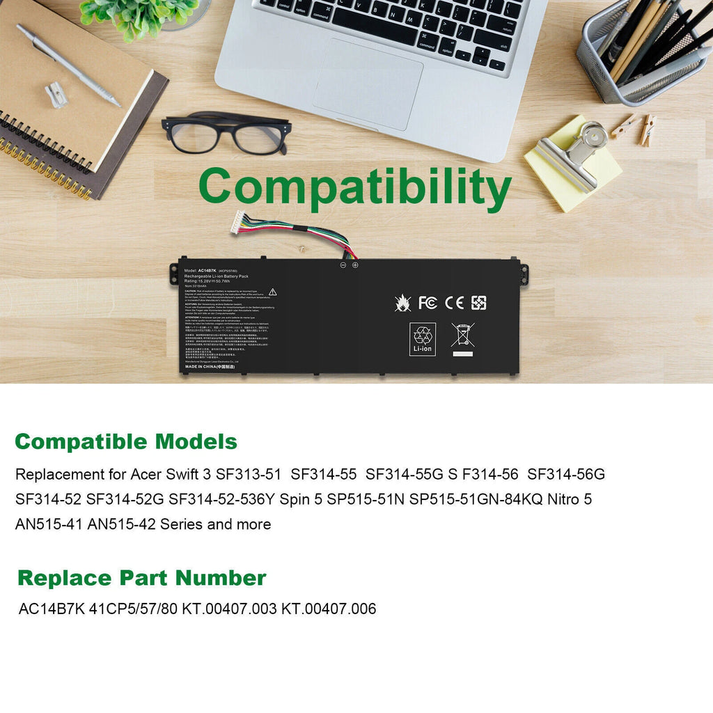 AC14B7K Battery for Acer Nitro 5 AN515-41 AN515-42 TravelMate P236 TMP236 Series