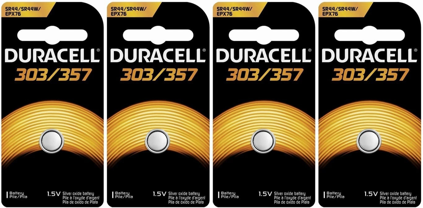4 Pcs 303 357 Duracell Watch Silver Ox Batteries SR44W LR44