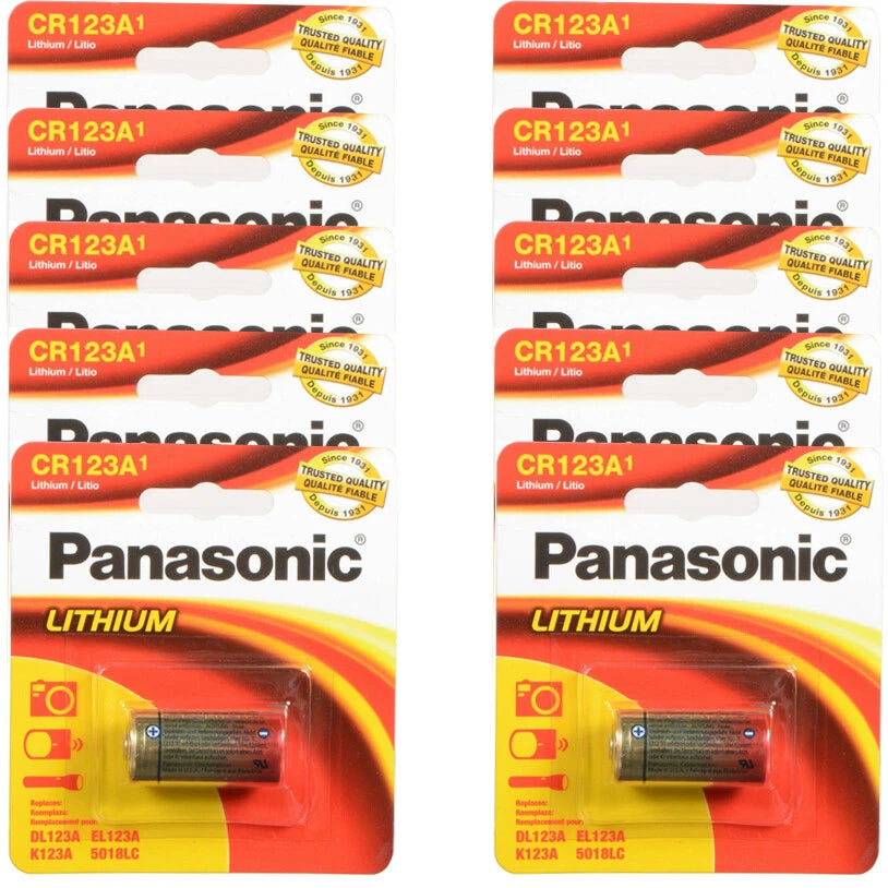 10 Pack Panasonic CR 123 123 CR123 3V Lithium Battery for Camera Flashlight