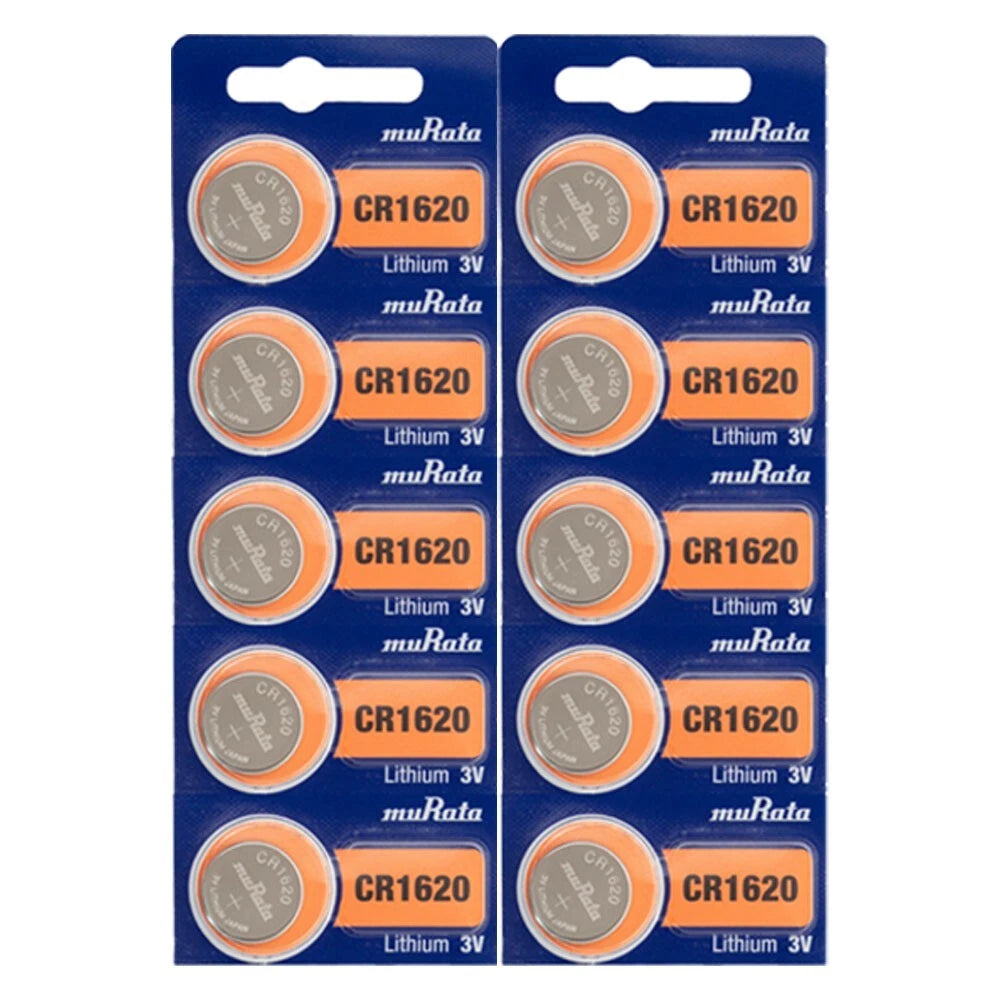 10 Pk Murata Lithium CR1620 CR 1620 3v Batteries, Replaces Sony