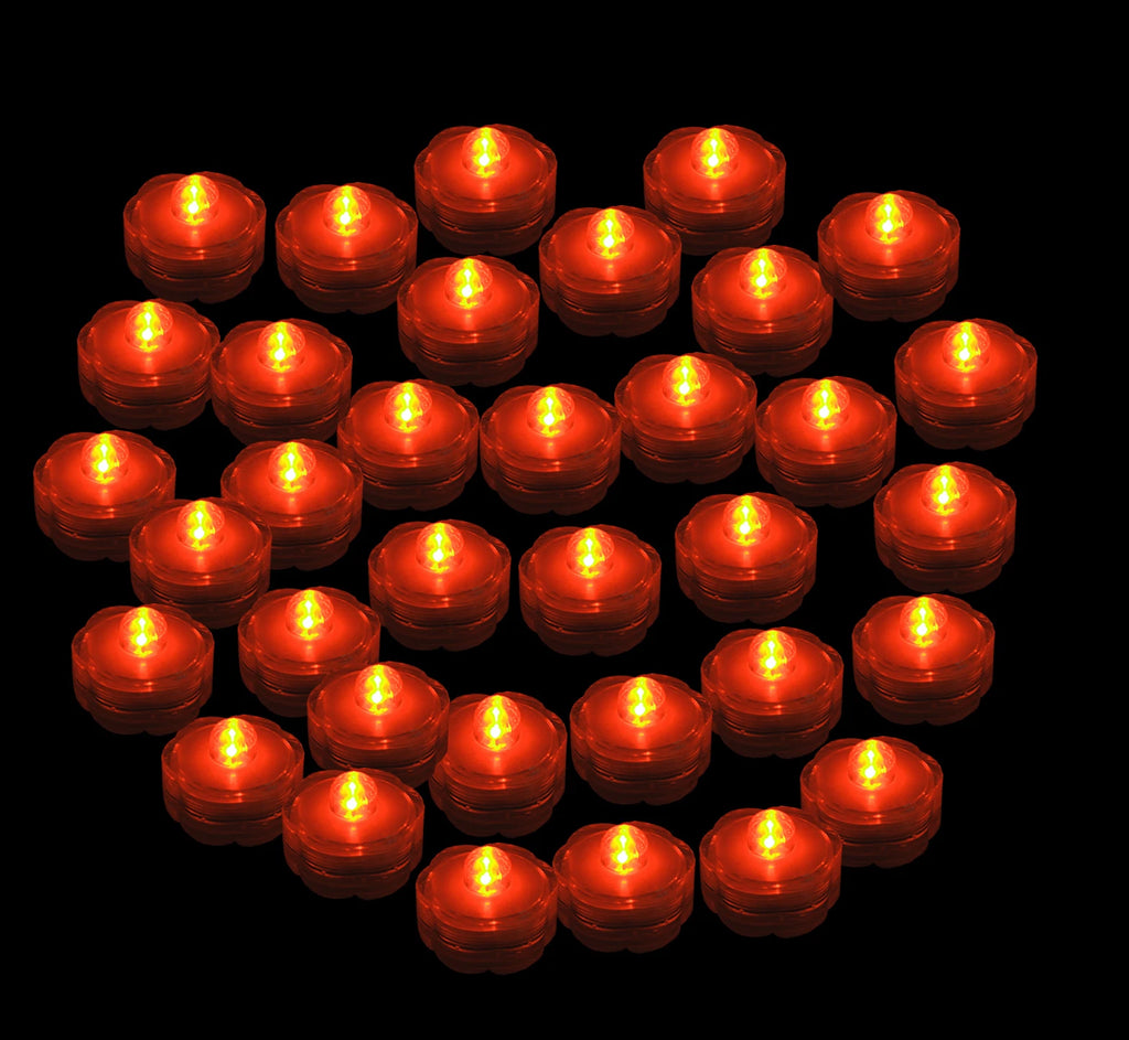 Submersible Water-proof Battery LED Tea Light ~ ORANGE ~ 48 Pack HALLOWEEN