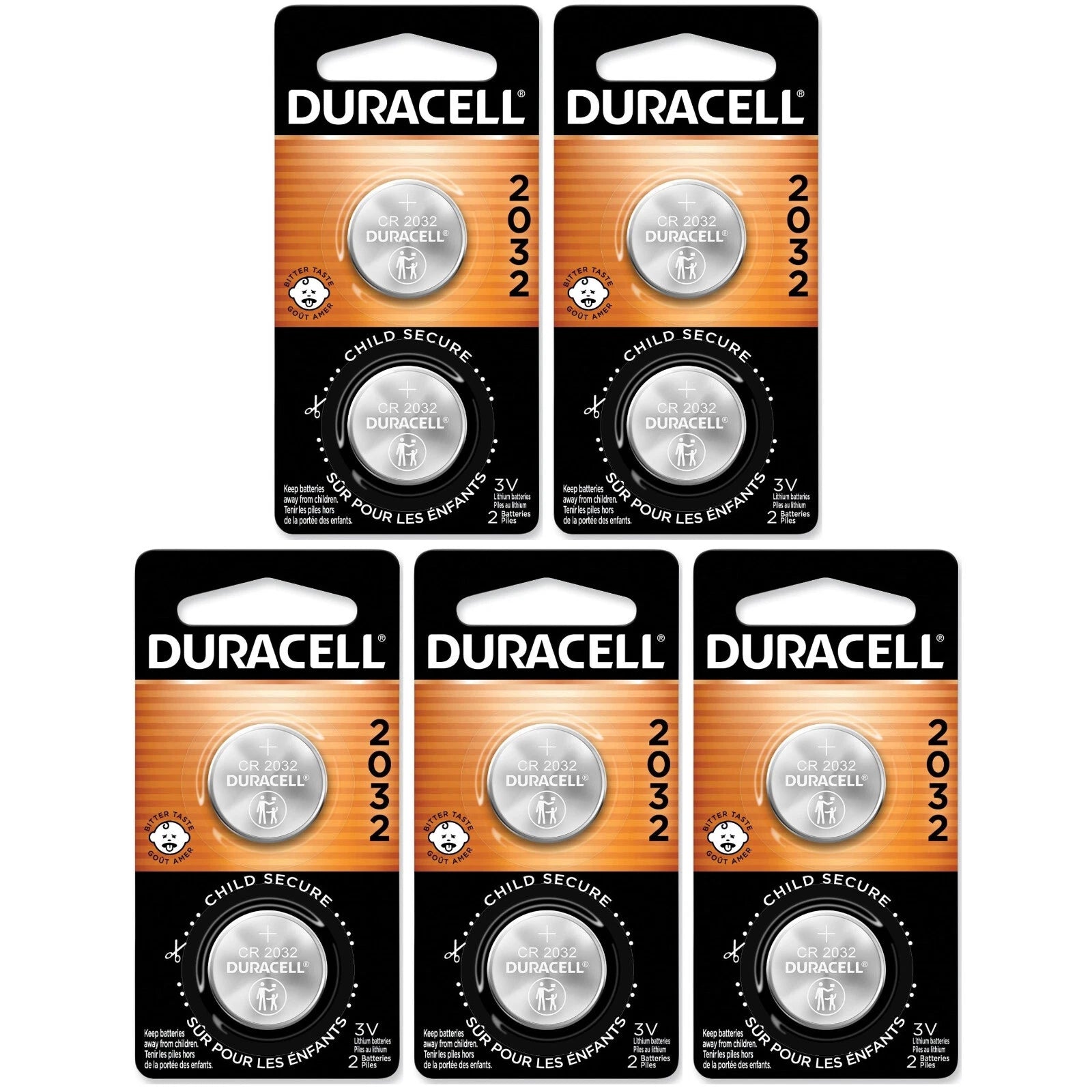 10 2032 Duracell Coin Cell Batteries - Lithium 3V - (CR2032, DL2032, ECR2032)