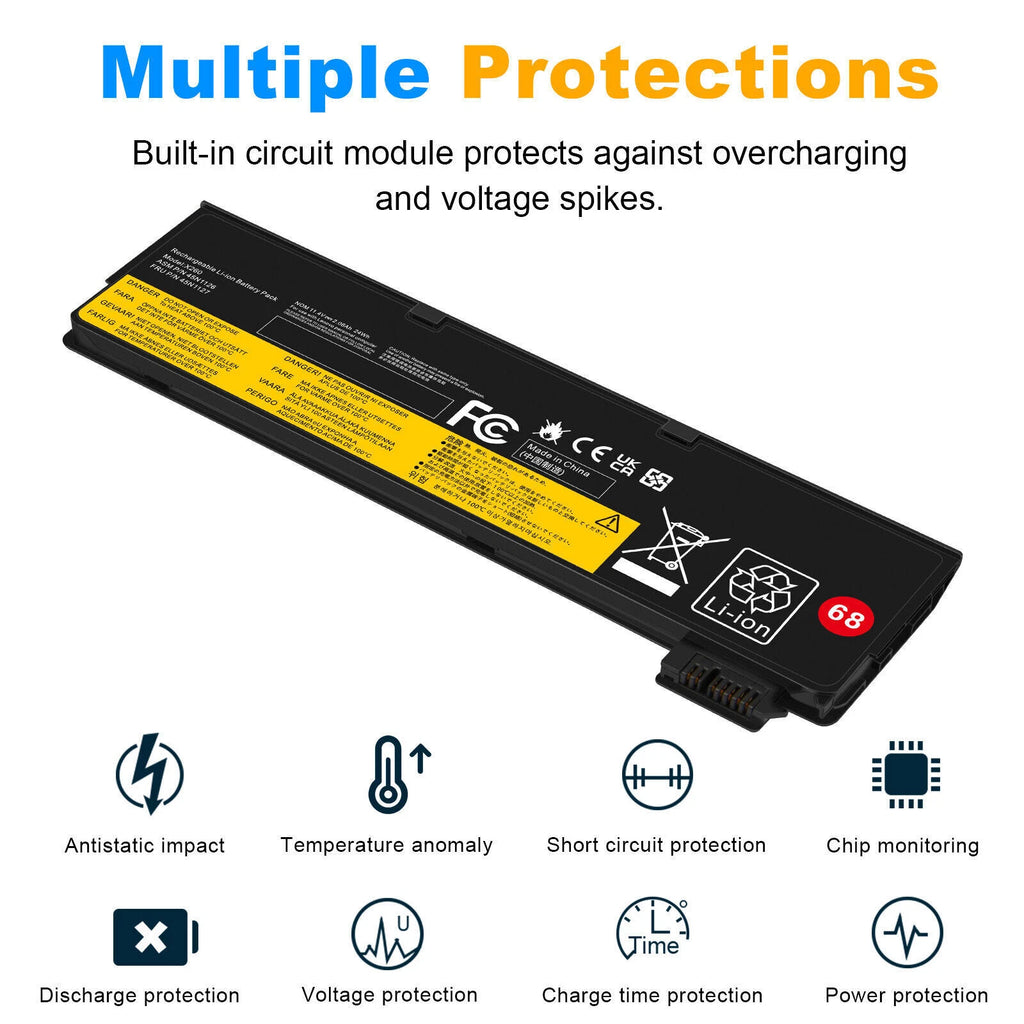 68 Laptop Battery For Lenovo Thinkpad X240 240S X250 X260 X270 T440 T440S T450S