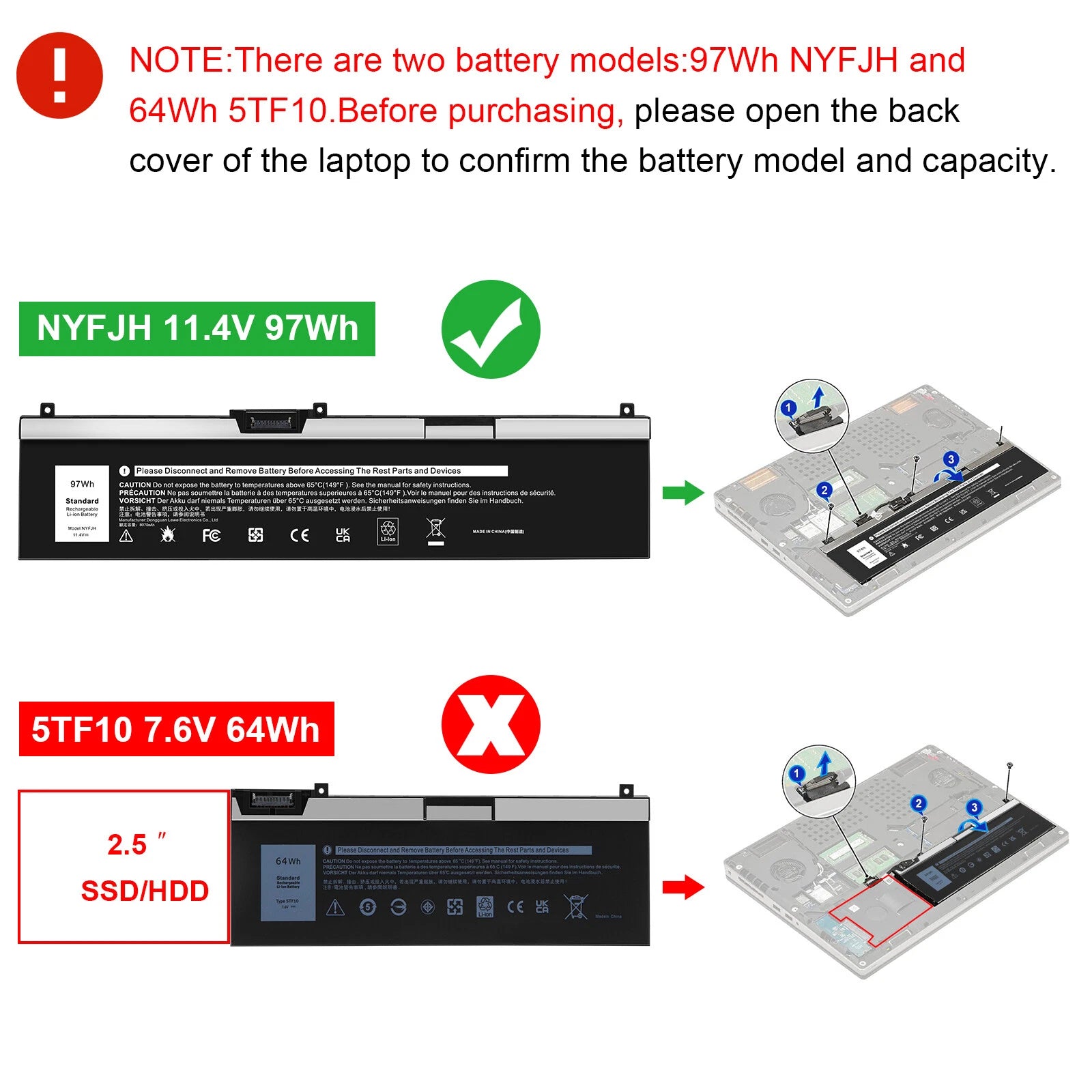 ?NYFJH Laptop Battery For Dell Precision 7530 7730 7540 7740 Series GW0K9 0WNRC