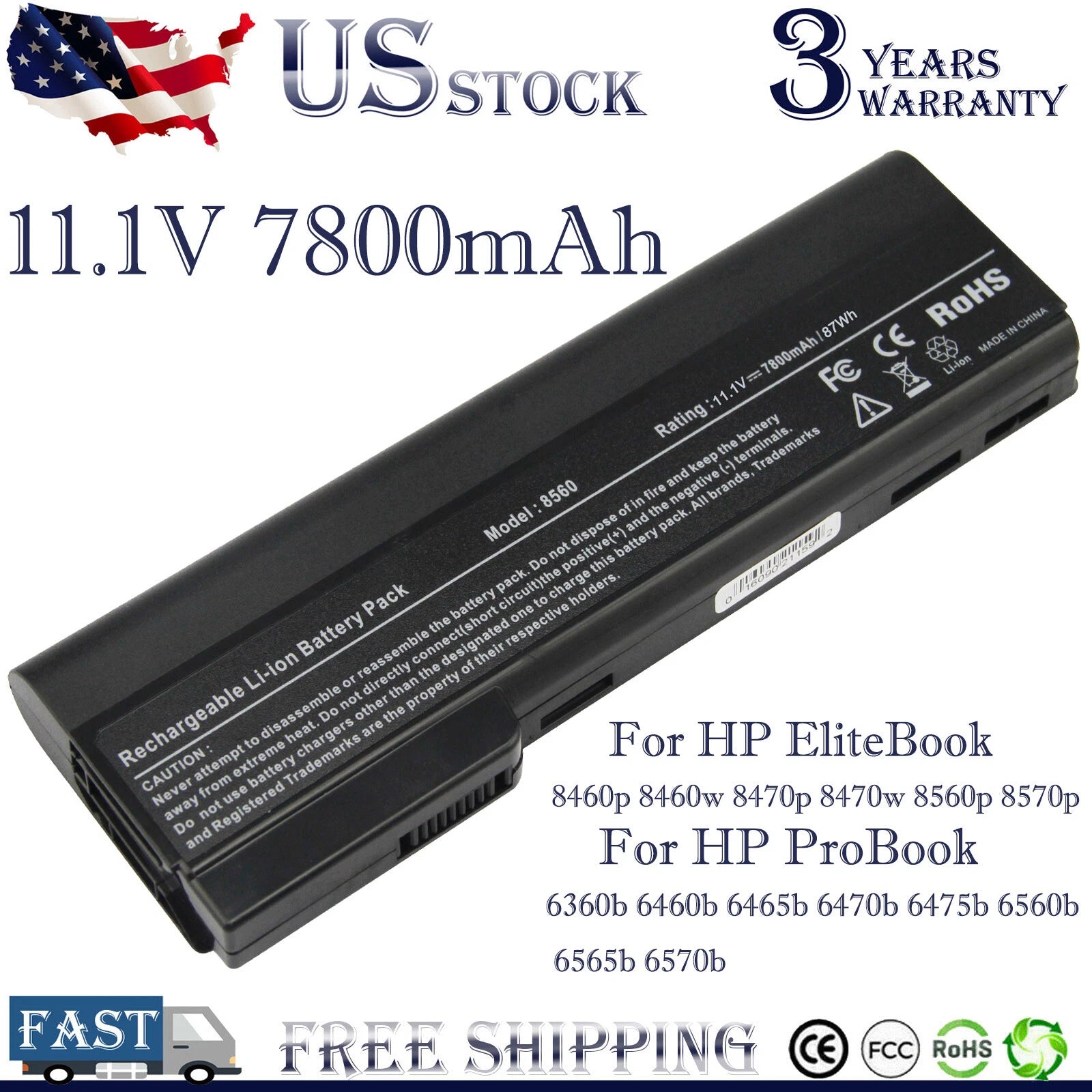 CC06 CC09 Battery for HP ProBook 6360b 6460b 6560b EliteBook 8460p 8460w 8560p