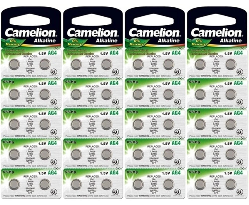 40 Camelion AG4 LR626 377 376 G4A LR66 L626 GP7 Alkaline Button Cell Battery