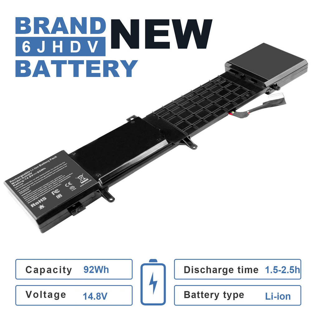 6JHDV Laptop Battery For Dell Alienware 17 R2 R3 P43F P43F001 P43F002 6JHCY 92Wh