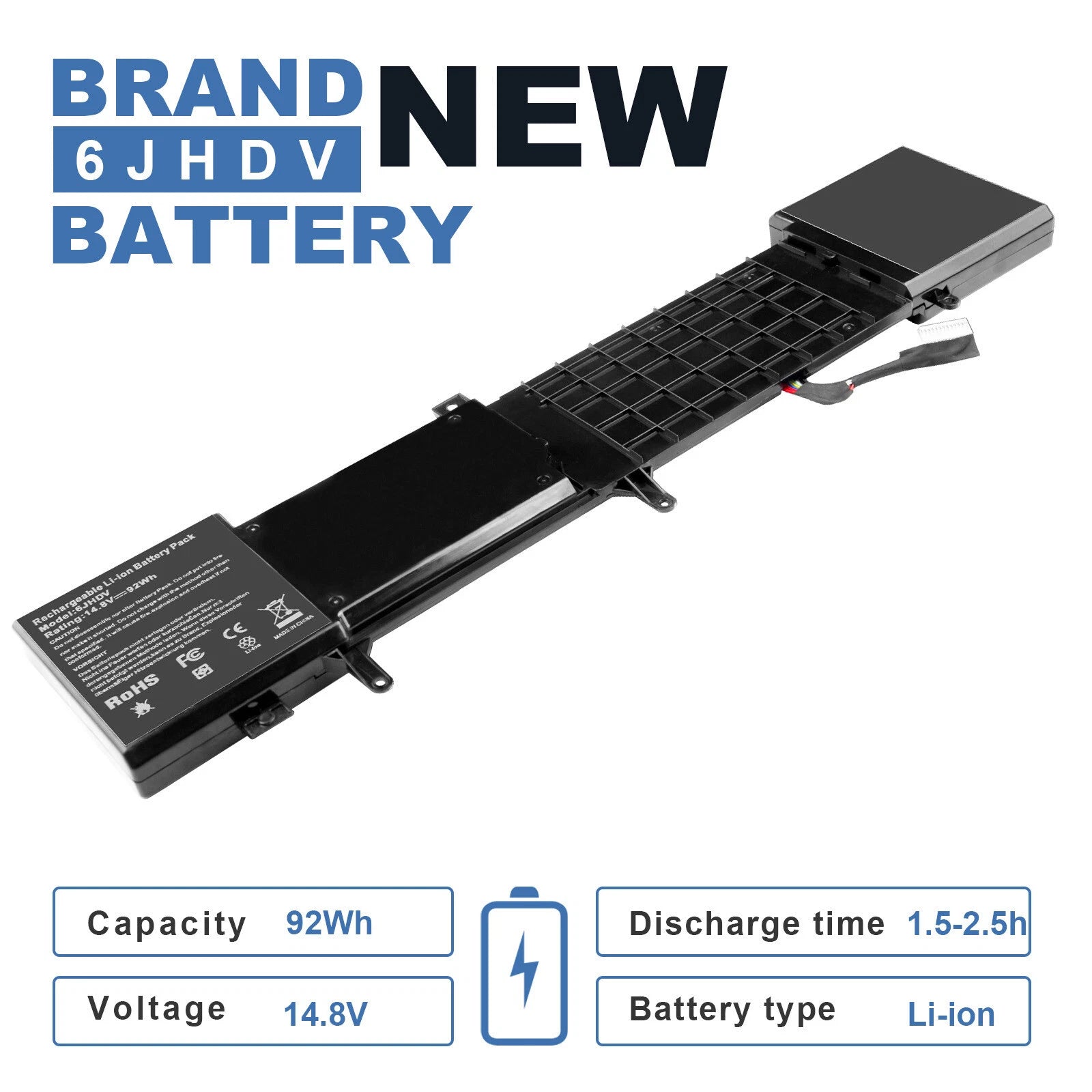 6JHDV Laptop Battery For Dell Alienware 17 R2 R3 P43F P43F001 P43F002 6JHCY 92Wh