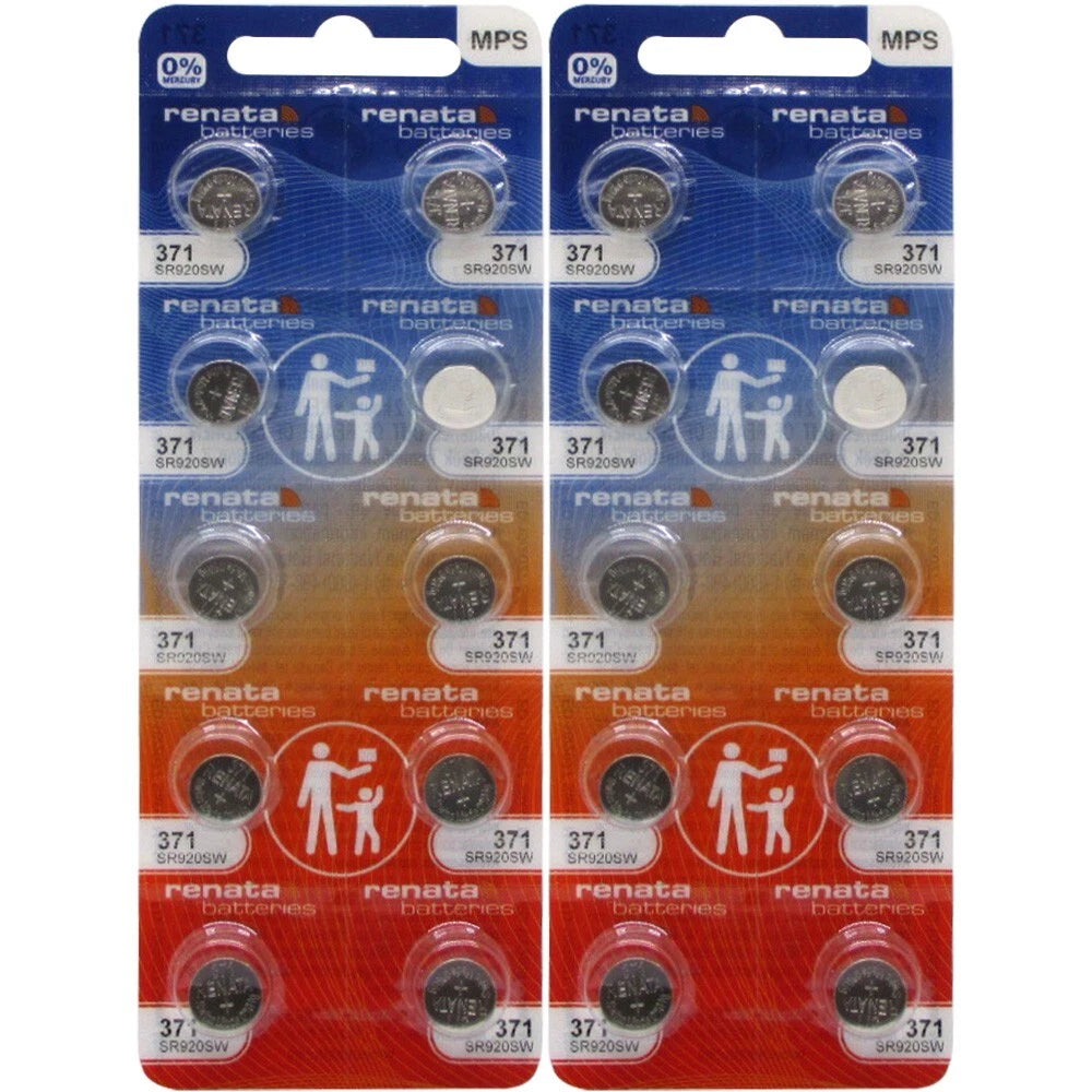 20 Renata 371 (SR920SW) Coin Cell Silver Oxide Batteries