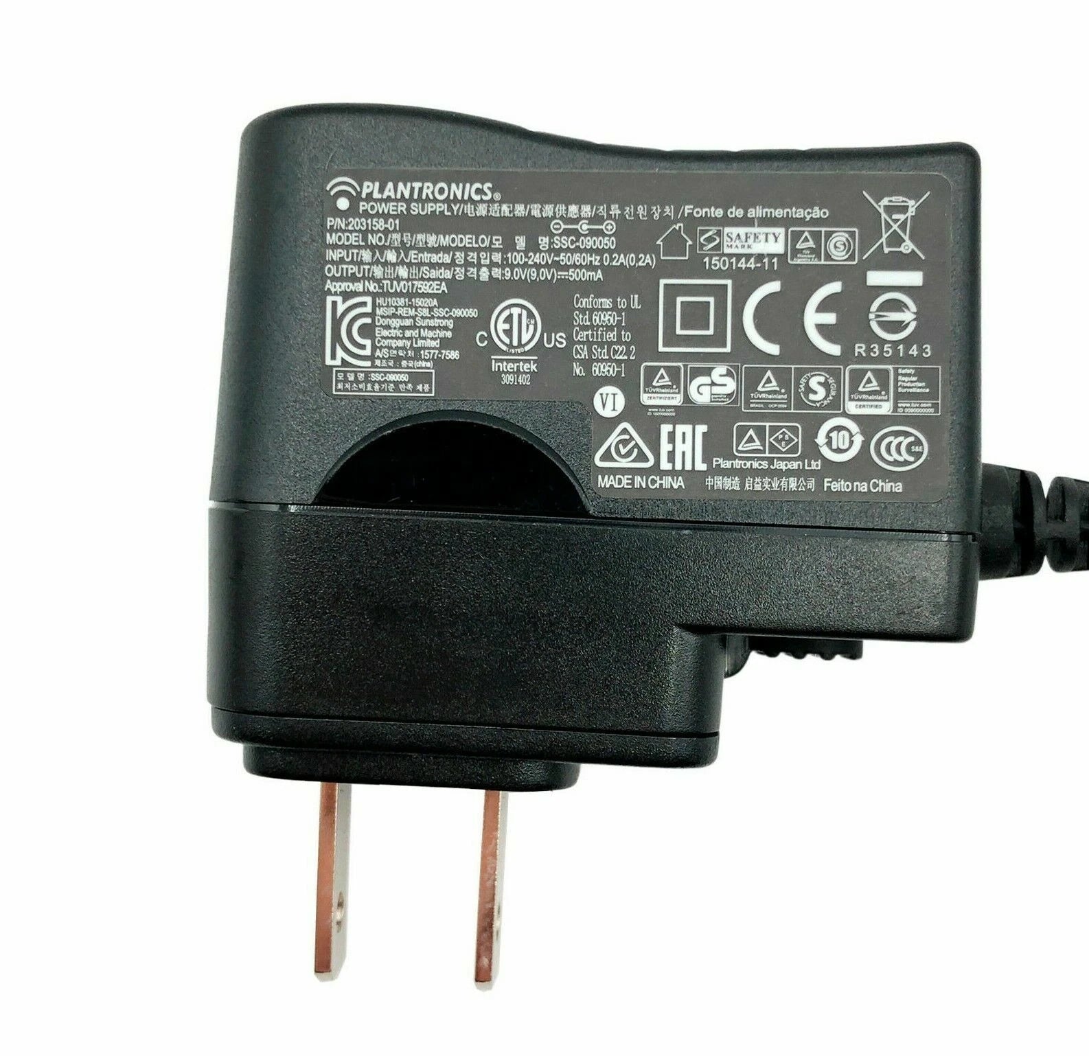 NEW Genuine AC Adapter For Plantronics Vista Headset 9V 500mA Power Supply OEM