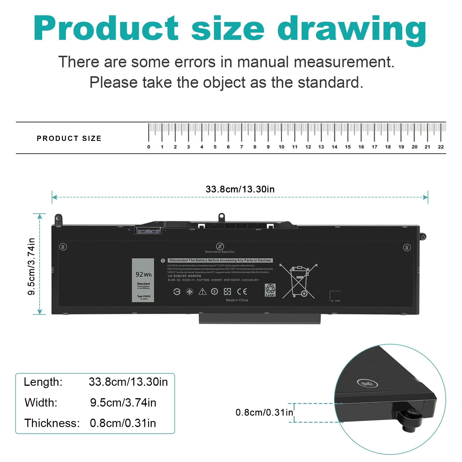 VG93N 92WH Laptop Battery For Precision 15 3520 3530 Latitude 15 5580 5590 5591