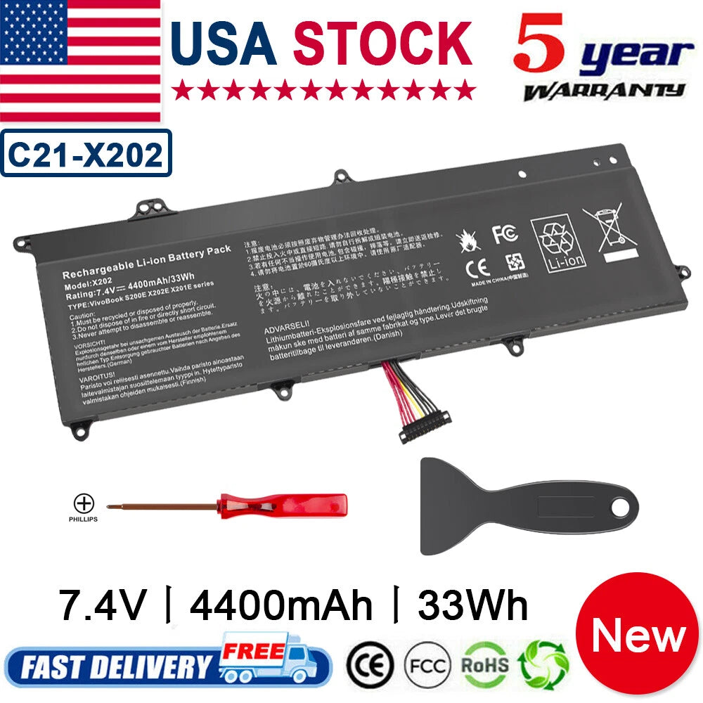 New Battery C21-X202 for ASUS VivoBook X202 X202E X201E S200E Q200E Series