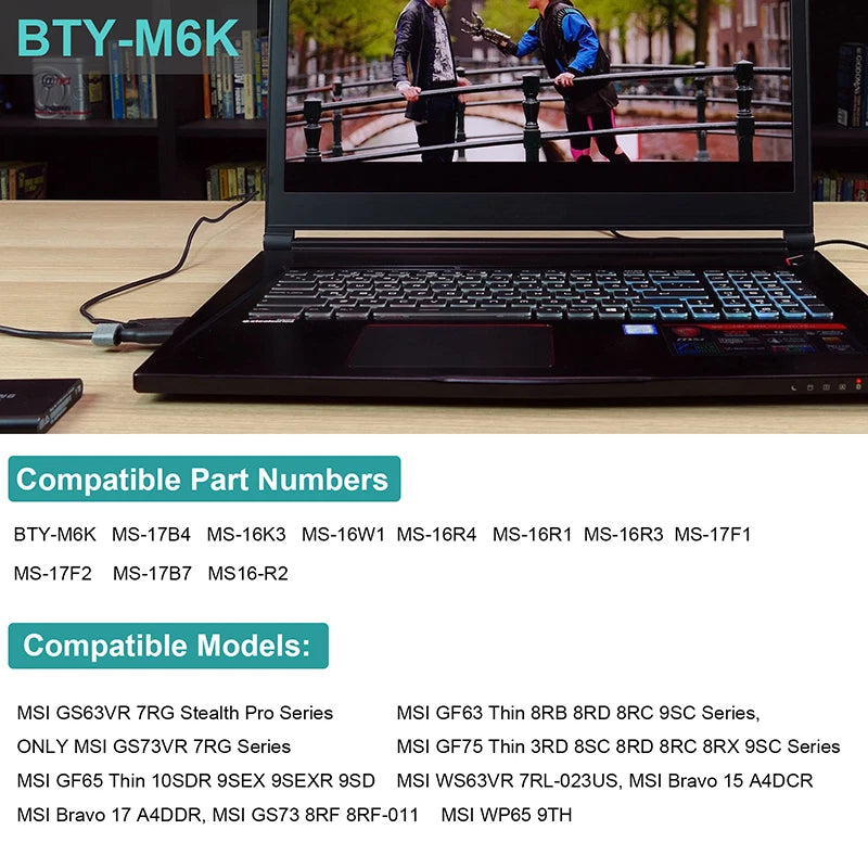 ?BTY-M6K Battery for MSI GS63VR 7RG Stealth Pro MS-17B4 MS-16K3 MS-16W1 MS-16R4