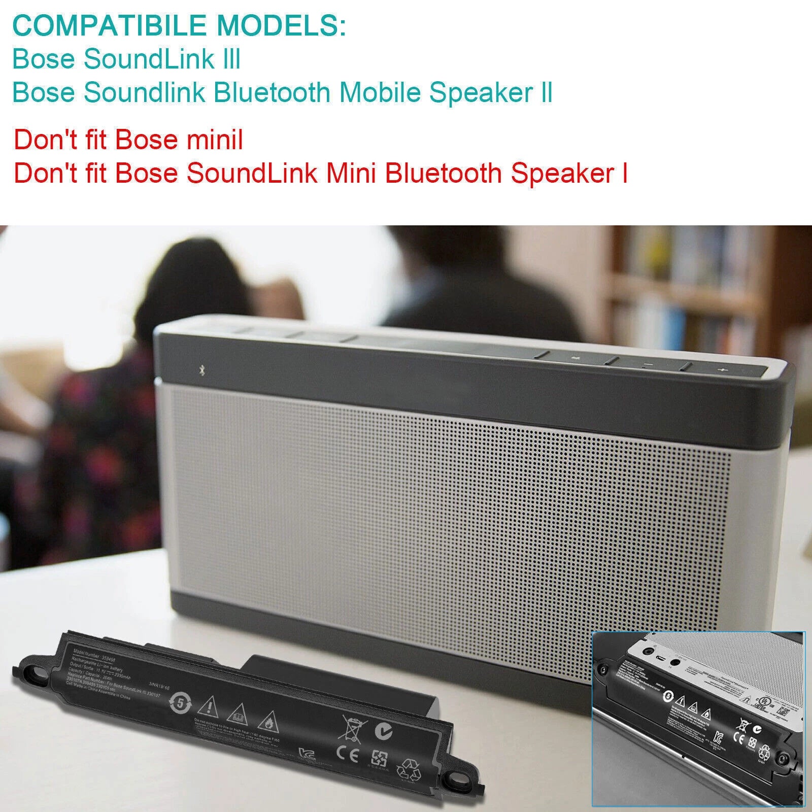 Battery for Bose soundlink Bluetooth Mobile Speaker II 404600 359495 330105 26Wh