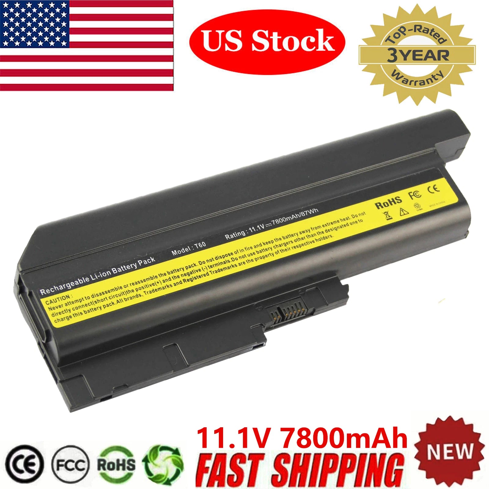 Battery For Lenovo ThinkPad T60 T61 T61P R60 R61 14.1" Standard Screen 9Cell