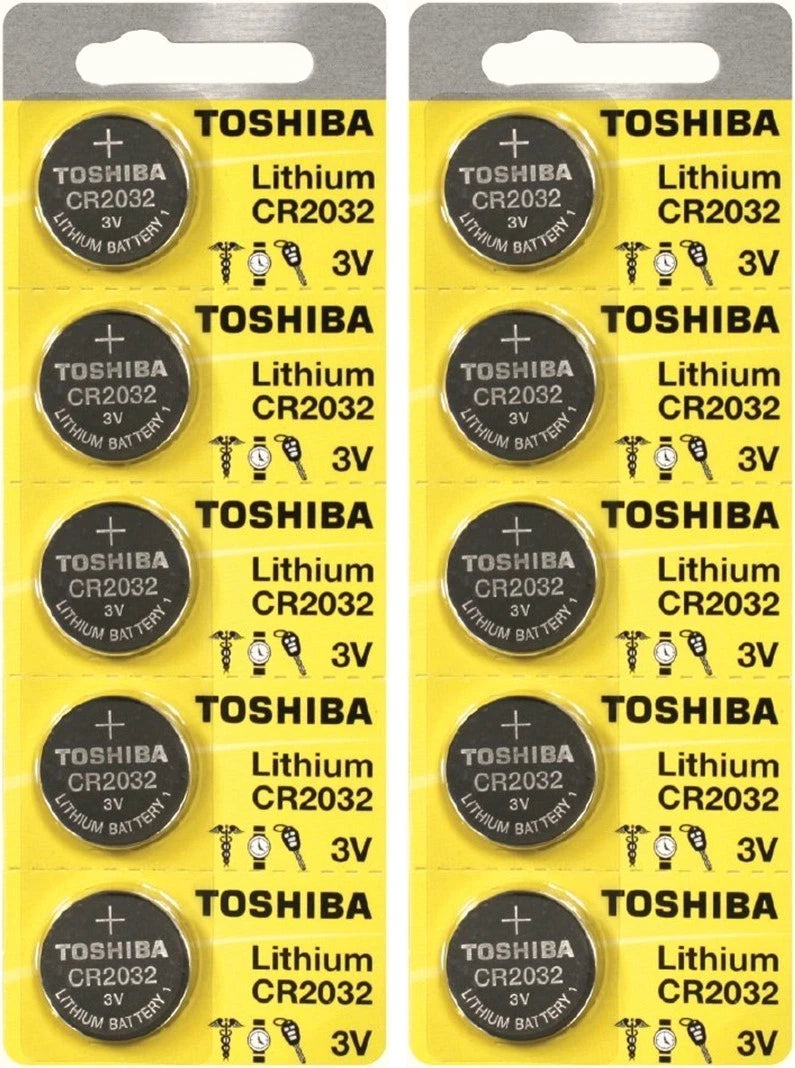 10 Toshiba CR2032 3V Lithium Coin Battery 2032 New Fresh