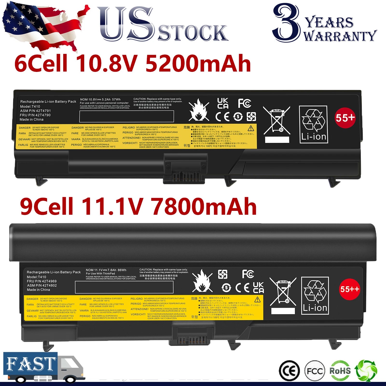 Battery for Lenovo Thinkpad T410 T420 T510 T510i T520 T520i SL410 SL510 E40 E50