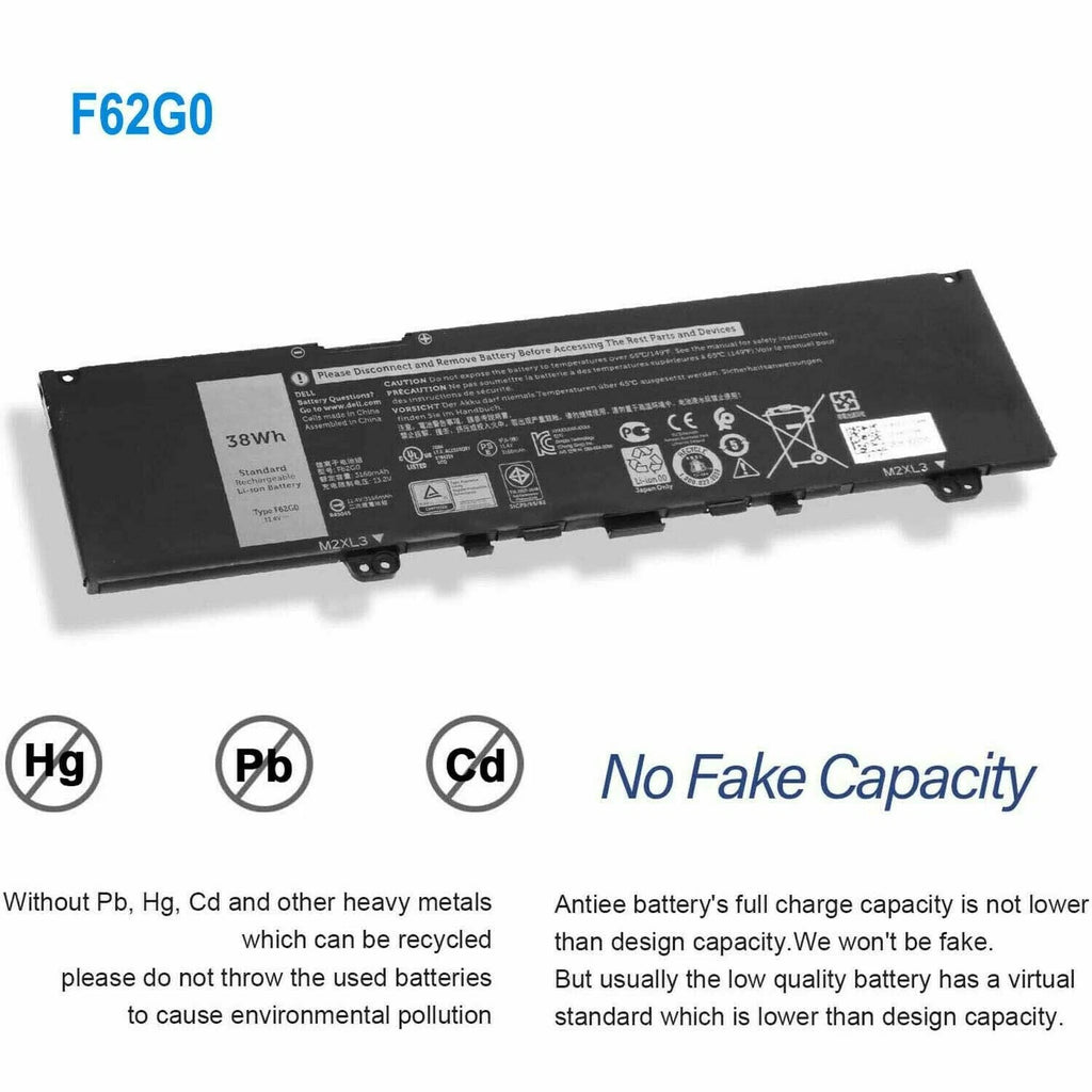 F62G0 Battery for Dell Inspiron 13 5370 7370 7373 7386 Series 39DY5 039DY5 NEW