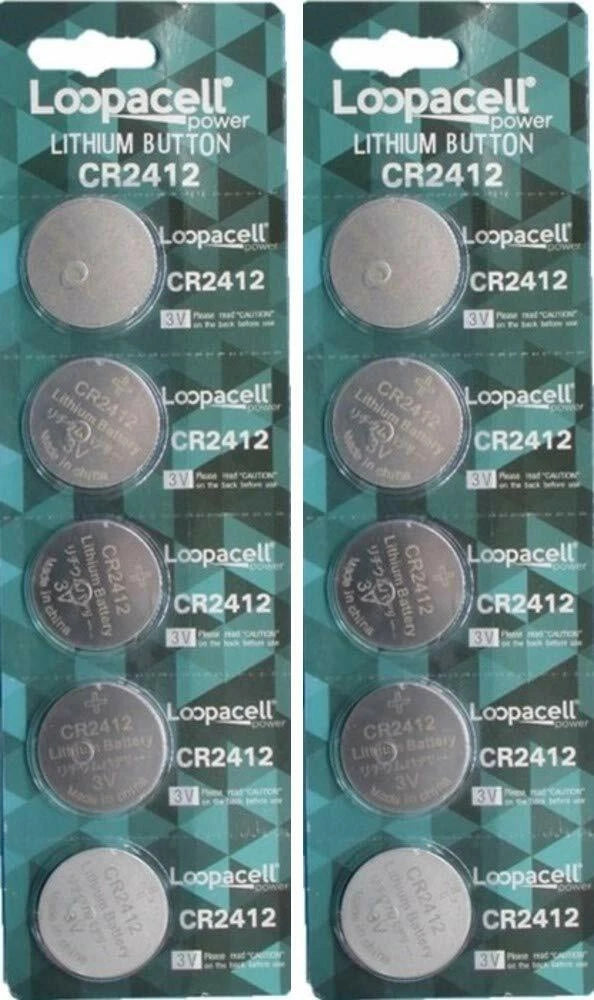 Loopacell CR2412 CR 2412 Lithium 3V 10 Batteries