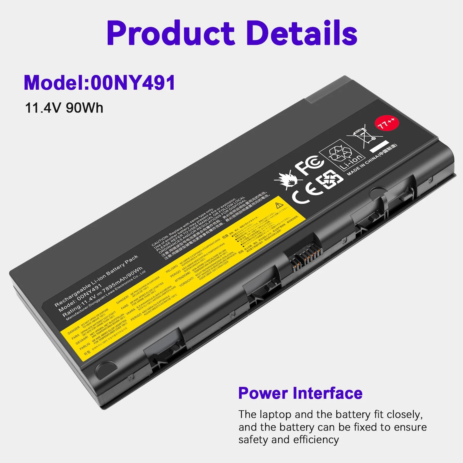 77+ Battery for Lenovo Thinkpad P50 P51 P52 Series 00NY492 00NY493 90wh New