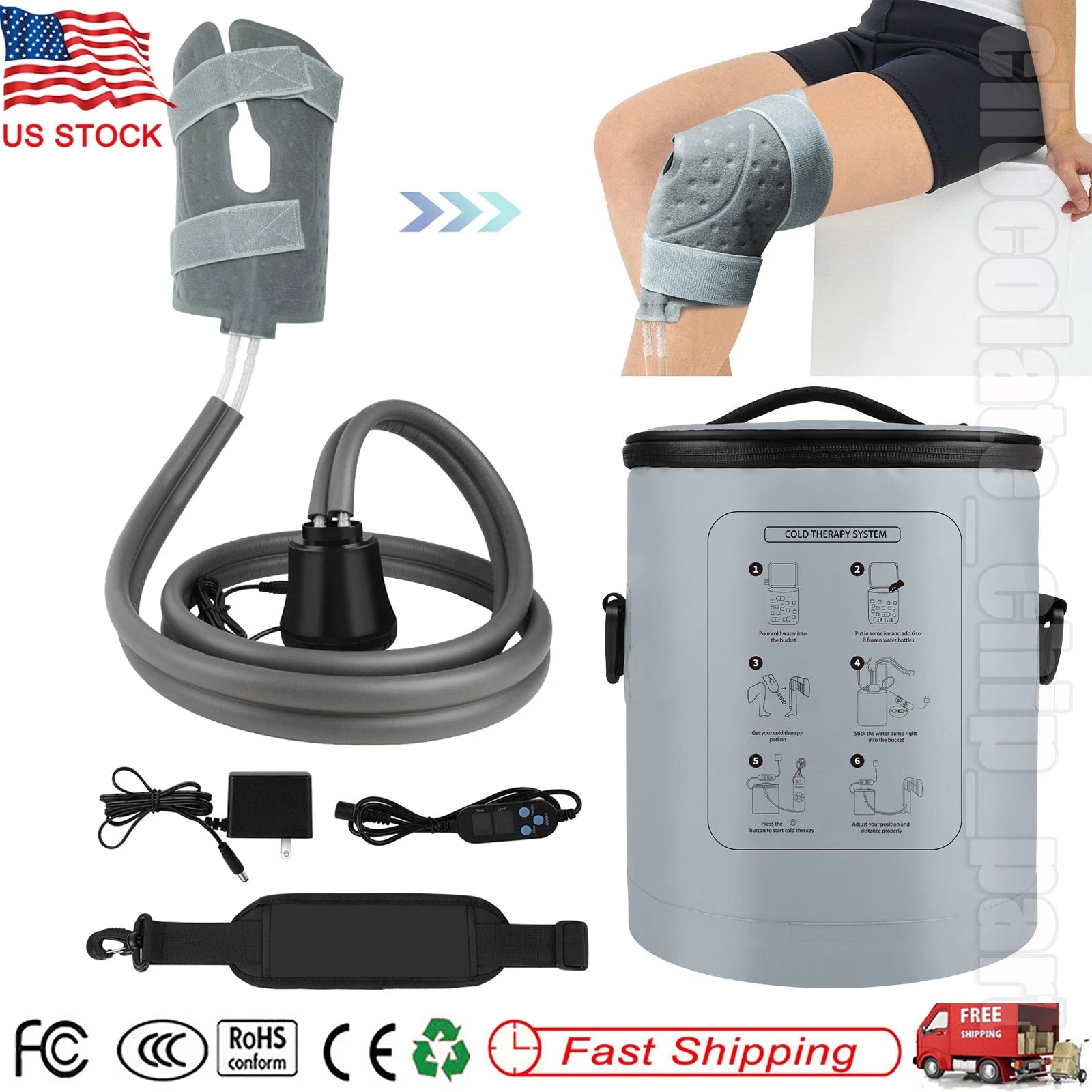 Cold Therapy Machine, Cryotherapy Ice Machine System for Knee w/ Digital Timer