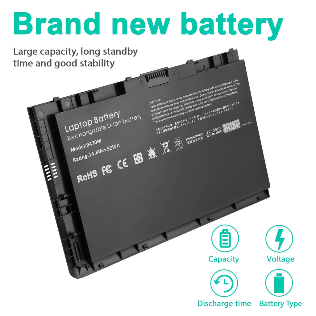 BT04XL Battery For HP EliteBook Folio 9470M 9480M HSTNN-DB3Z 682962-001 52Whr