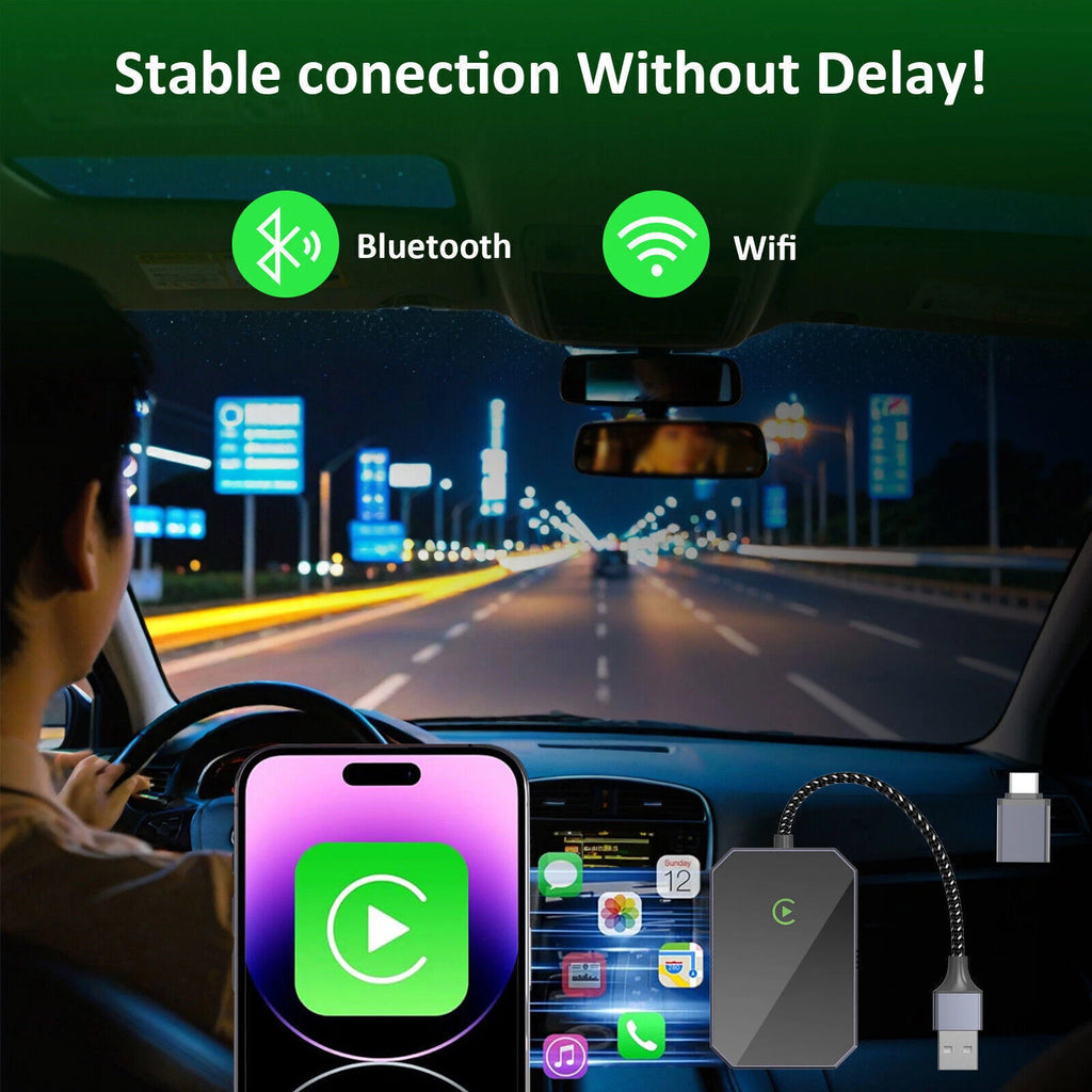 2-in-1 Wireless Apple CarPlay / Android Auto Adapter USB Plug&Play Dongle NEW