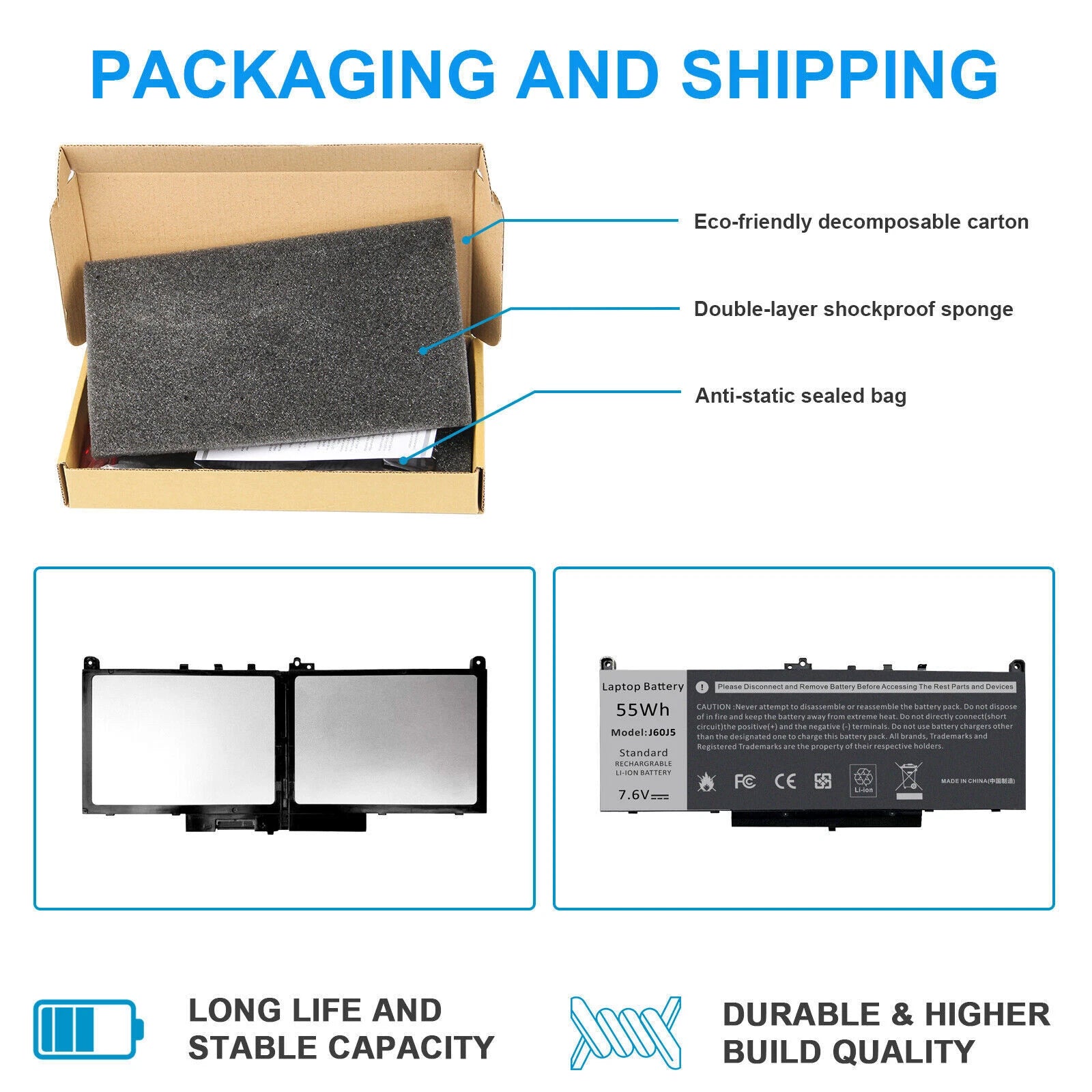 J60J5 Battery For Dell Latitude E7270 E7470 Series Laptop R1V85 451-BBSX 451 US