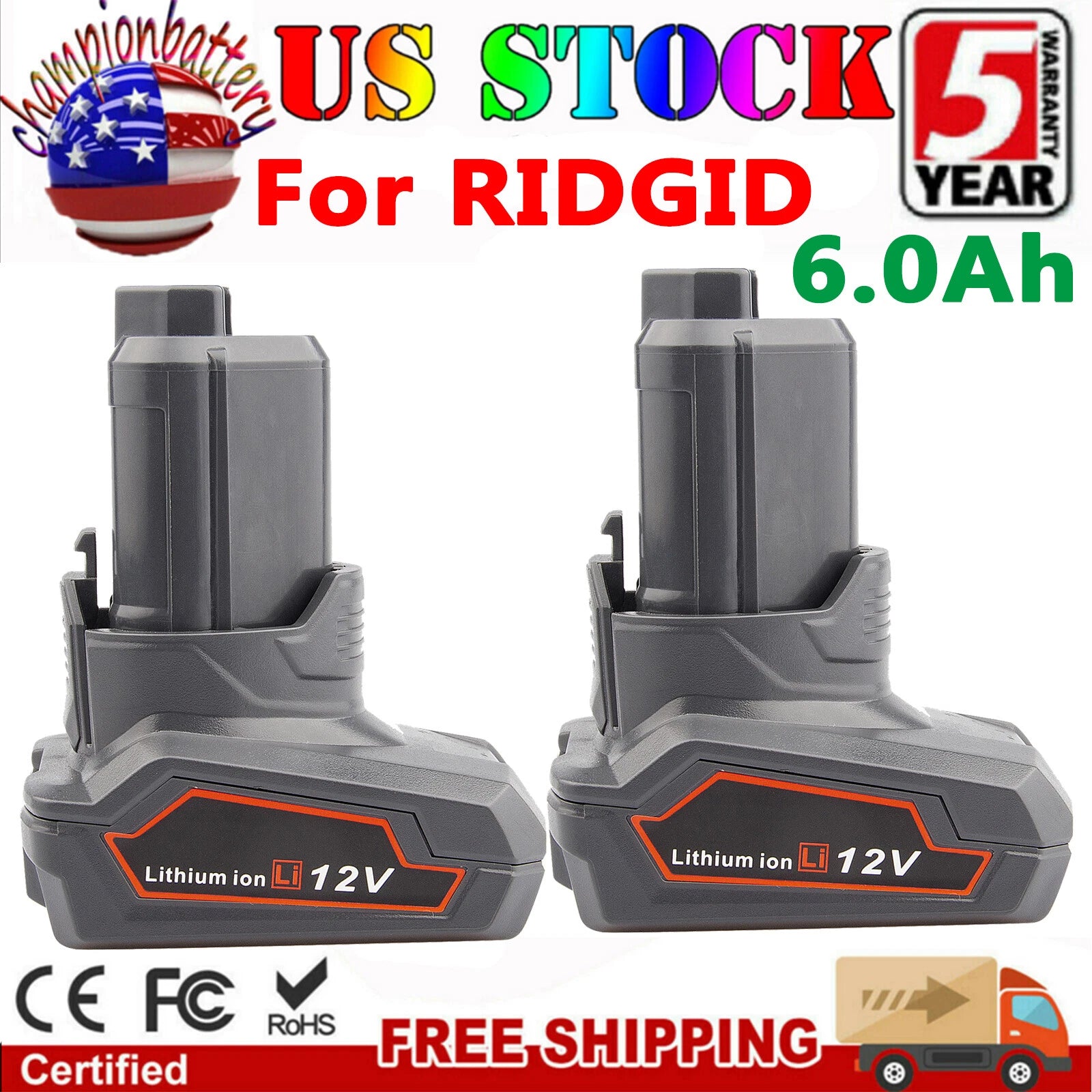 6000mAh For RIDGID 12V Lithium Battery R82059 AC82048 R82048 High Capacity Tool