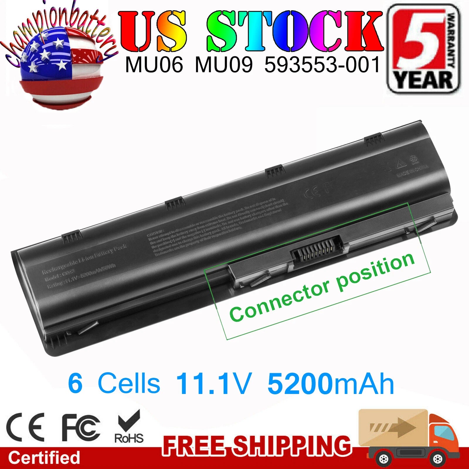 Laptop Battery Replacement for HP MU06 593553-001 G62 G32 G42 G42T G56 G72 G4 G6
