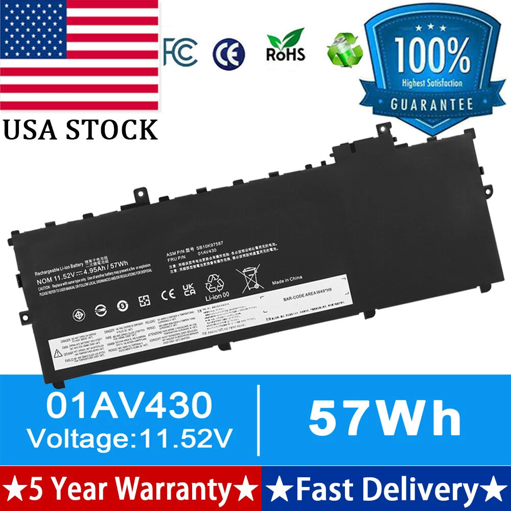Laptop Battery 01AV430 For Lenovo ThinkPad X1 Carbon 5th Gen 2017 / 6th Gen 2018