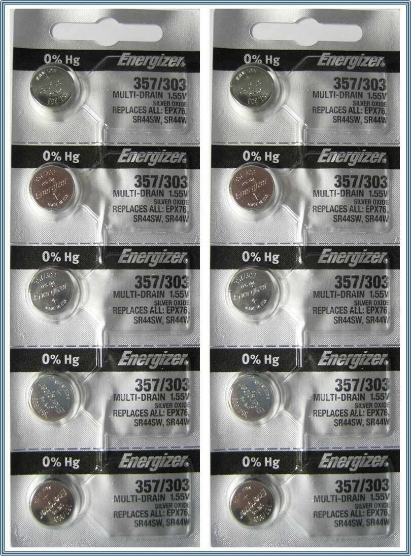 Lot of 10 Energizer 357/303 Silver Oxide Coin Cell Batteries USA Seller