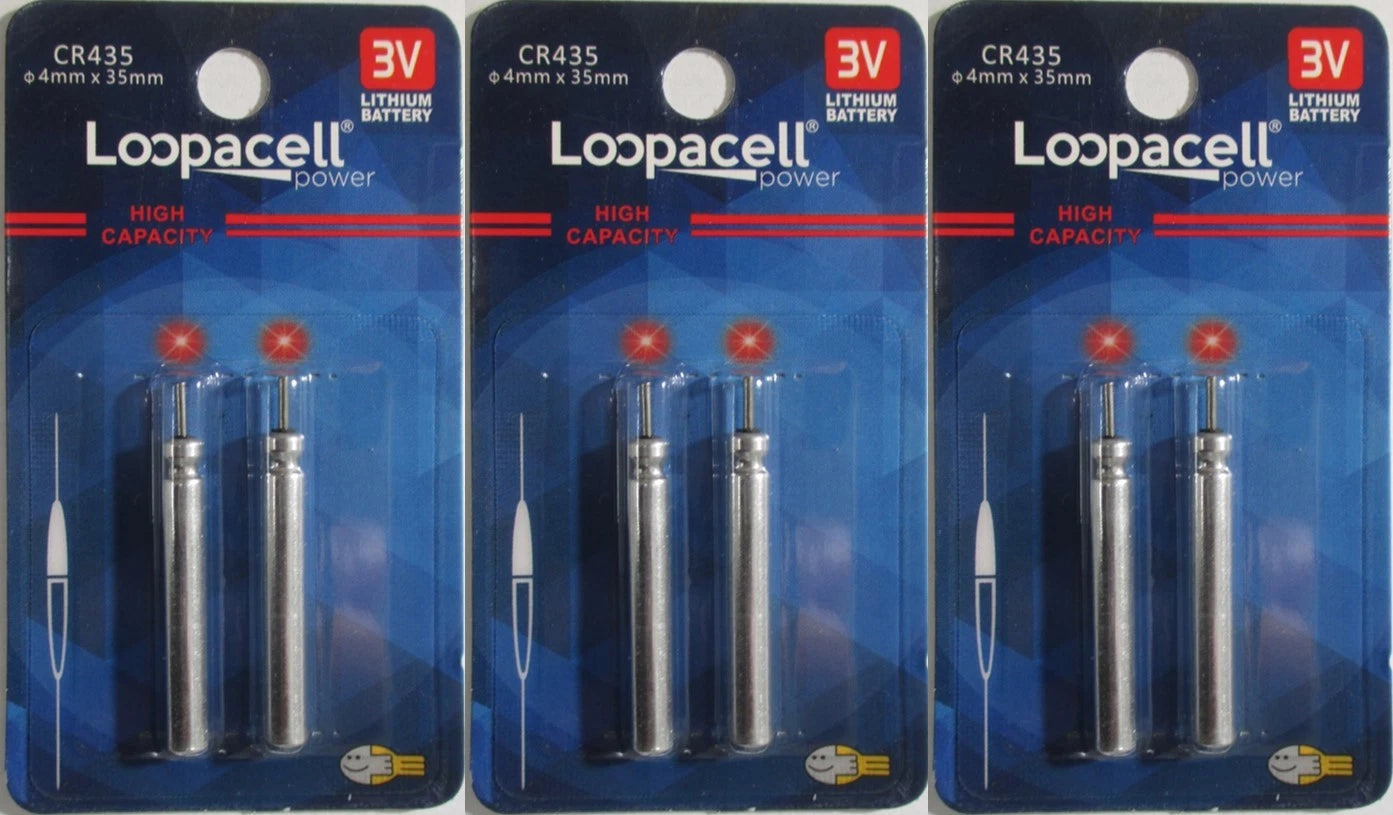 6 CR435 BR 435 Lithium 3V Pin Type Cell Fishing floats bobber Loopacell Battery