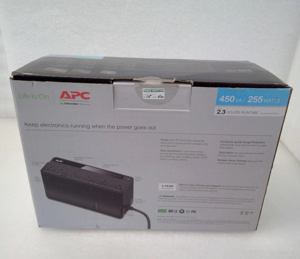 OPEN BOX APC BN450M Back-UPS 450VA/255W Battery Backup Surge Protector