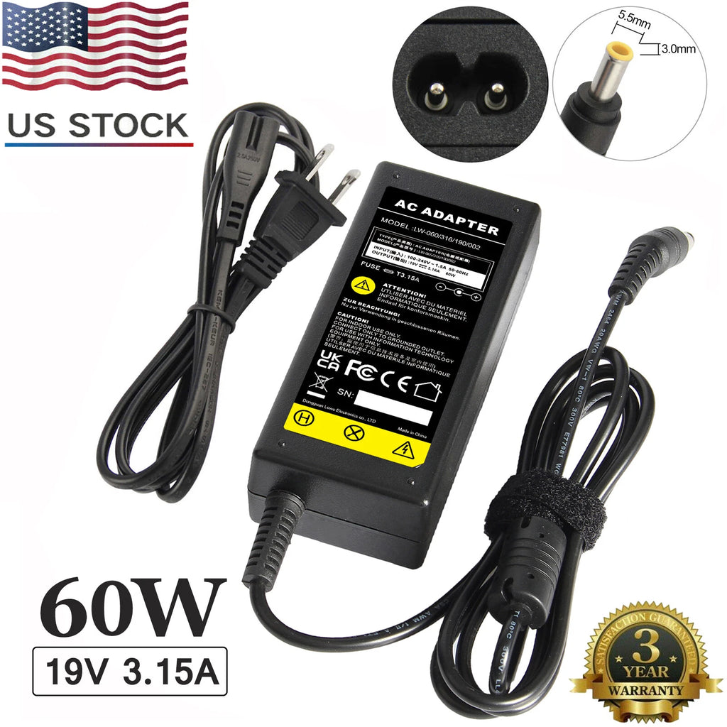 19V 3.16A 60W AC Power Laptop Charger Adapter For Samsung CPA09-004A AD-6019R US