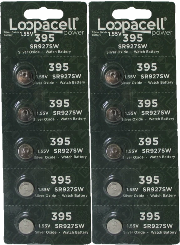 Loopacell 399/395 (SR927/W/SW) 1.55V Silver Oxide Watch Battery (10 Batteries)