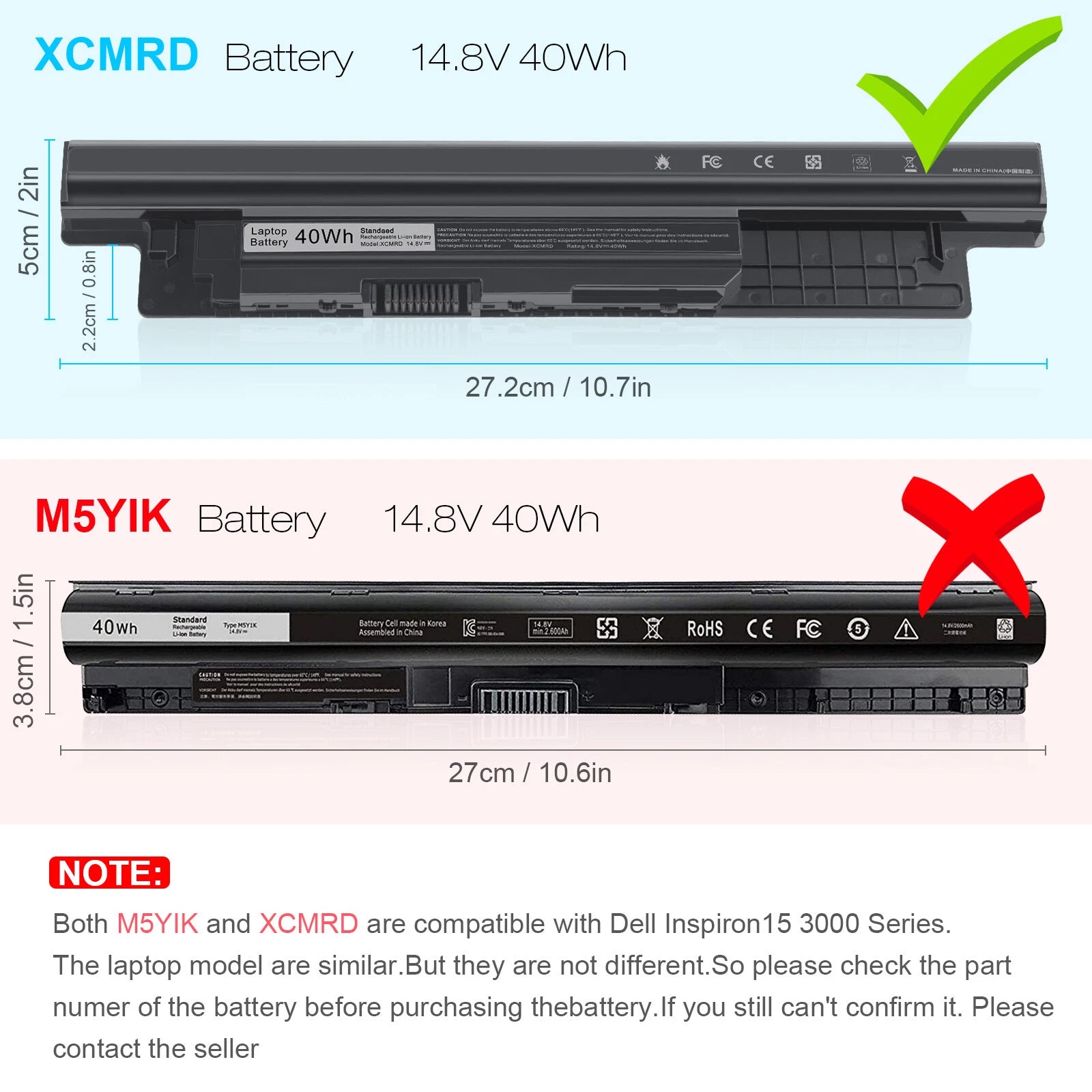 ?40Wh XCMRD Battery for Dell Inspiron MR90Y 3421 5421 15-3521 5521 3721 Fast