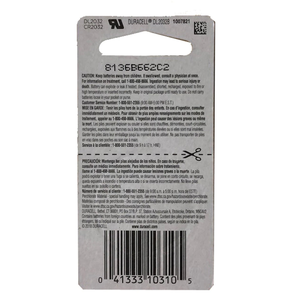 6X Duracell DL2032 3V Lithium Coin Battery SB-T15 EA2032C LF1/2V ECR2032 L2032