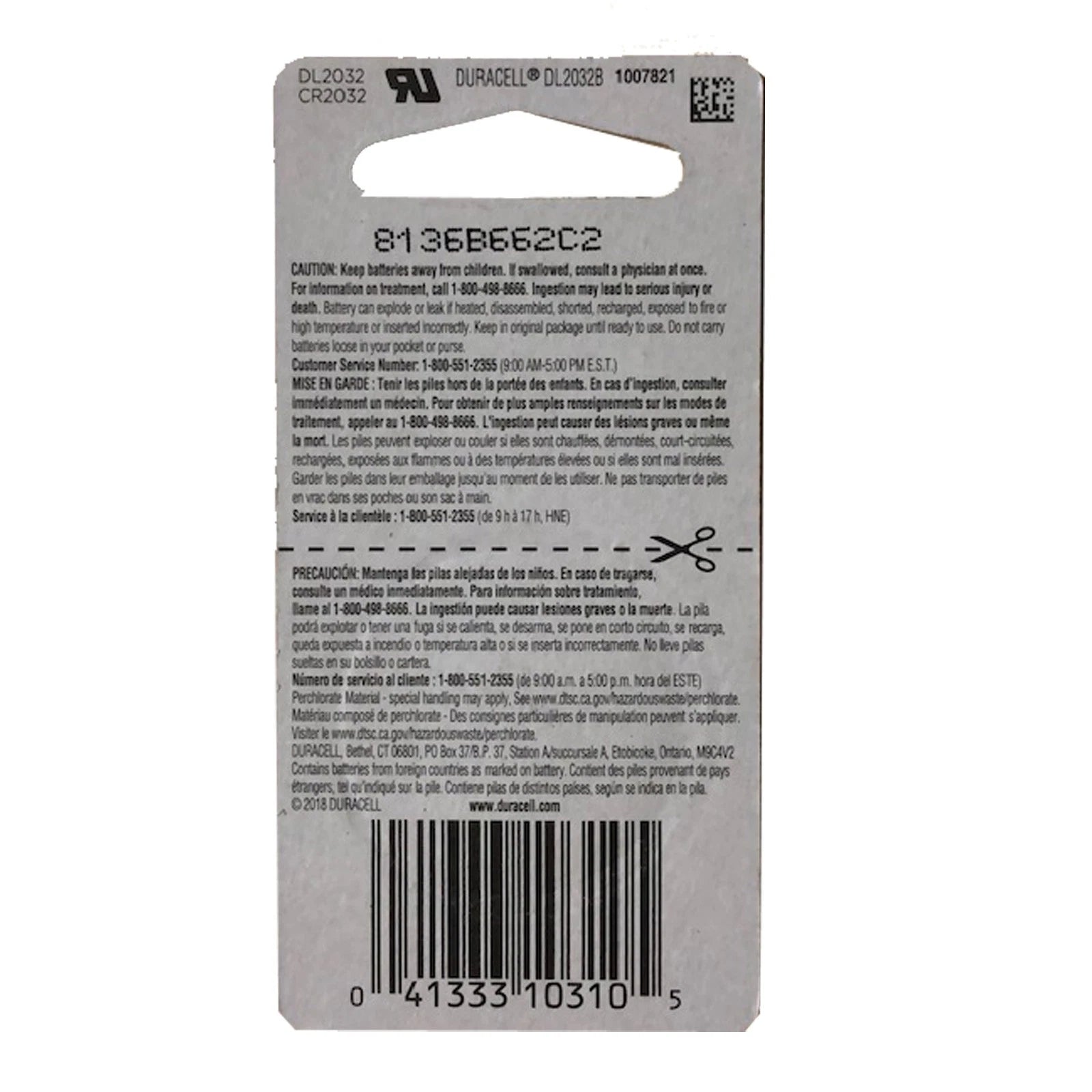 6X Duracell DL2032 3V Lithium Coin Battery SB-T15 EA2032C LF1/2V ECR2032 L2032