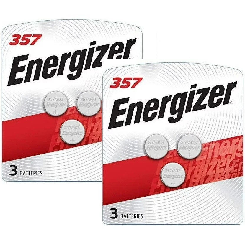 Energizer 357 1.55V Silver Oxide 0% Mercury Batteries 6 Pack