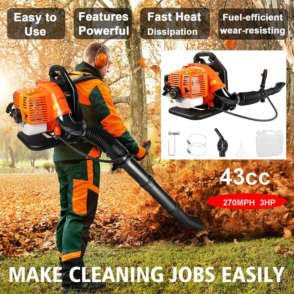 ??Air Leaf Blower Gas Powered Snow Blower 665CFM 26CC/30CC/43CC 2-Stroke Engine