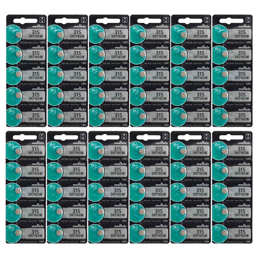 Murata Silver Oxide 1.55V Batteries Size SR716SW (315) (Pack of 60)