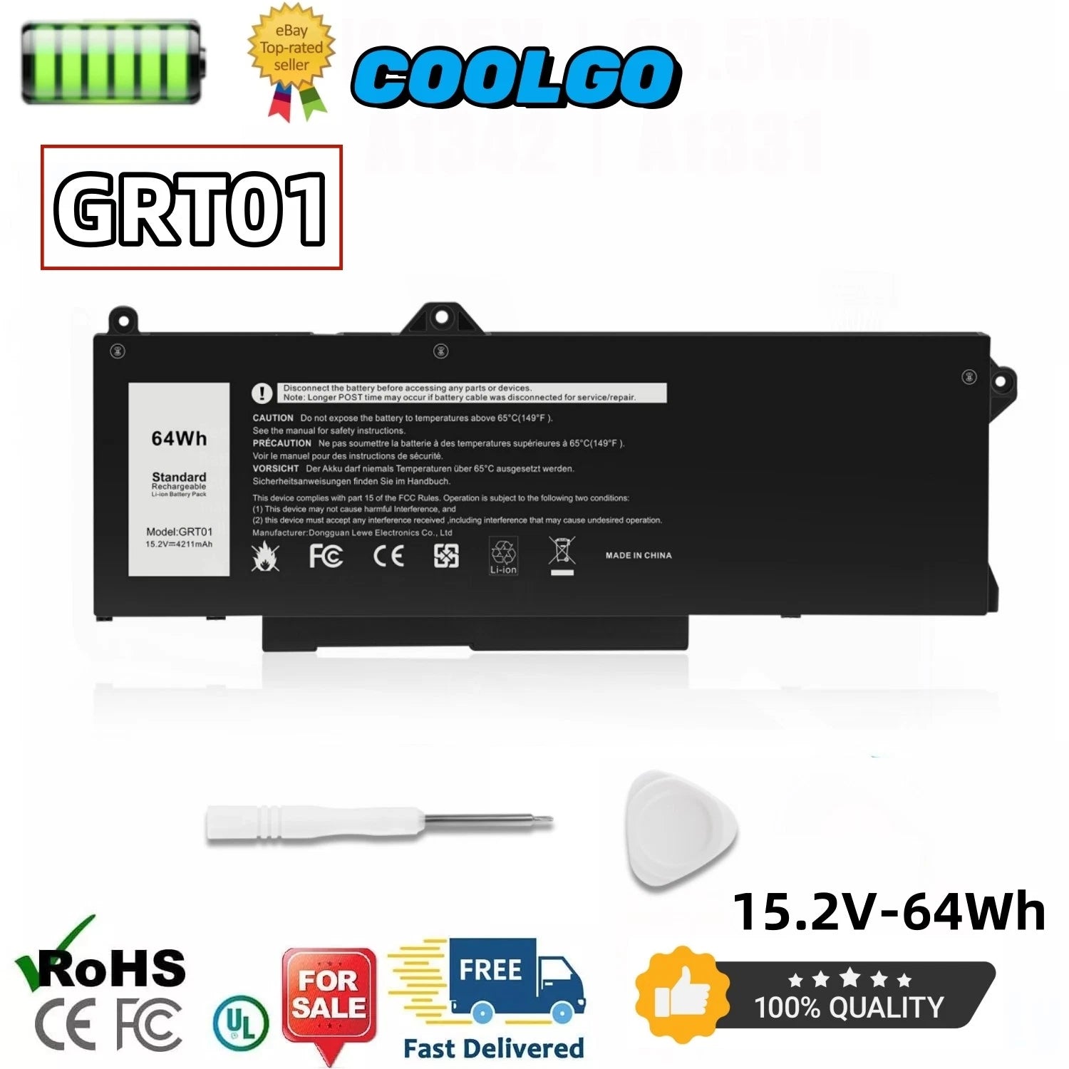 Battery for Latitude 5421 5431 5521 5531 Precision 3581 3591 GRT01 CN-005RGW